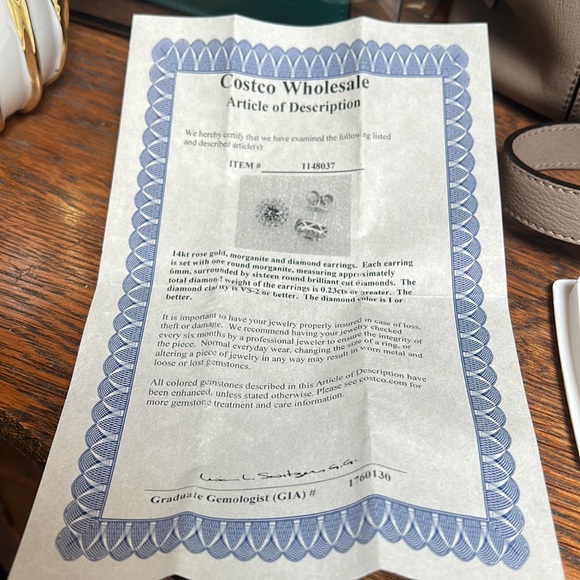 Morganite and Diamond earrings - Picture 6 of 10